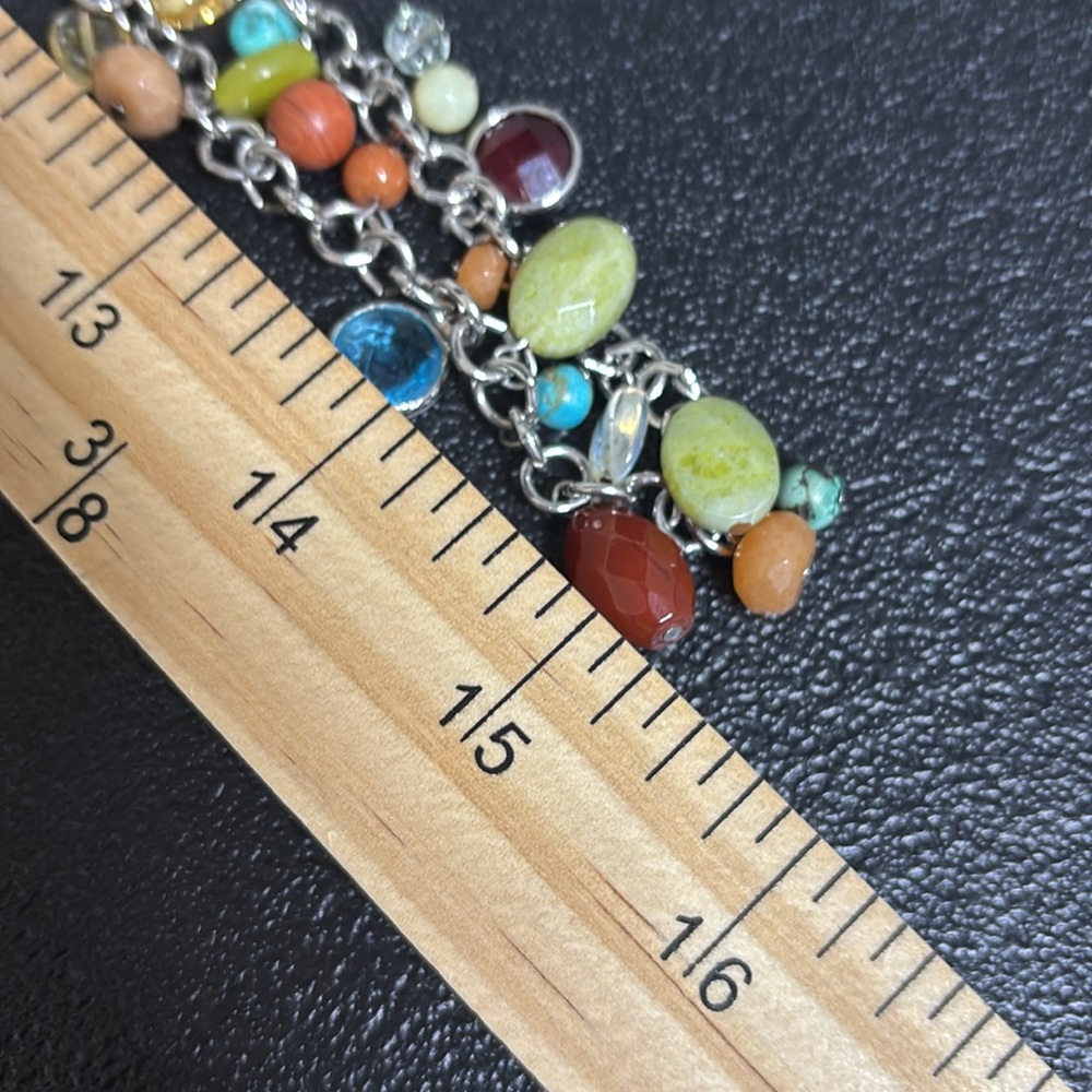 J. Jill Long Boho Dangle Beaded Chain Necklace Colorful - Picture 9 of 9